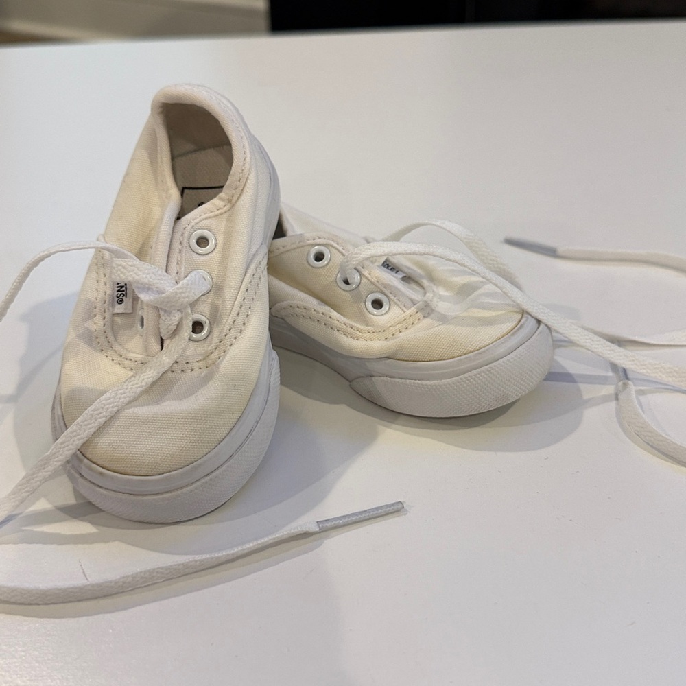 White Canvas vans Baby Sneakers Size 4